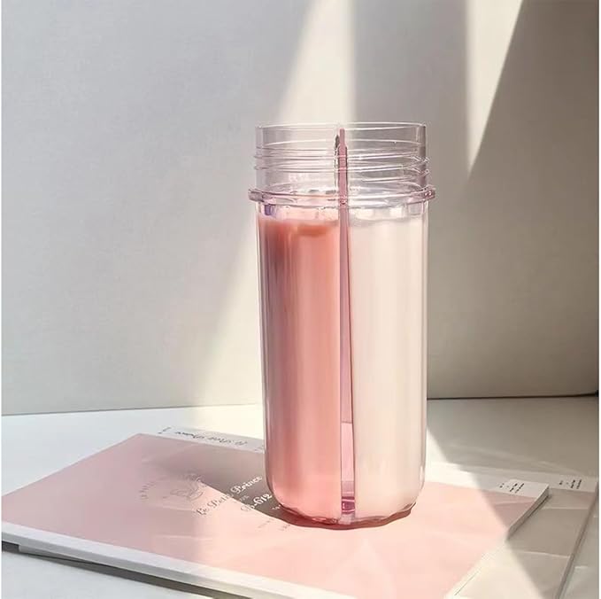 Creative Water Cup,One Cup of Two Different Drinks Two Straws Couple 850ml Outdoor Drinking Cup for Camping Hiking Backpacking Travel Office