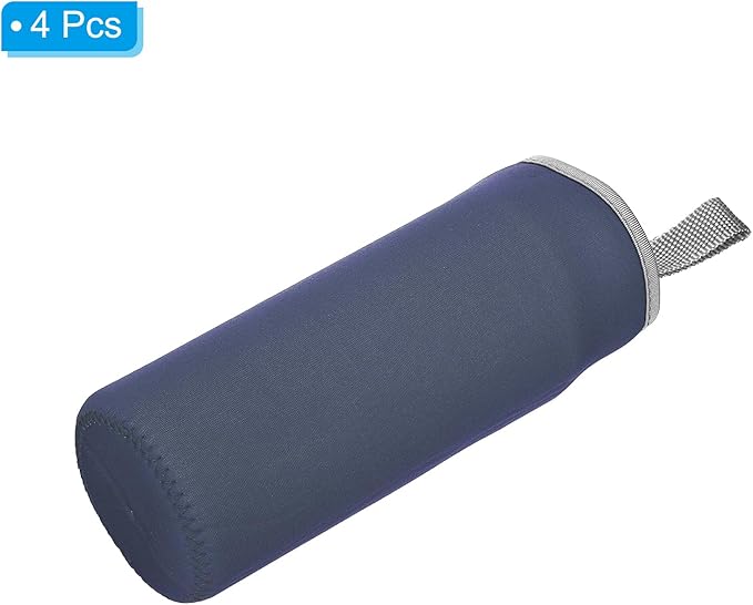 PATIKIL 65mmx180mm Water Bottle Sleeve, 4 Pack Neoprene Insulated Bottle Bag Holder Carrier Pouch with Finger Strap, Navy Blue