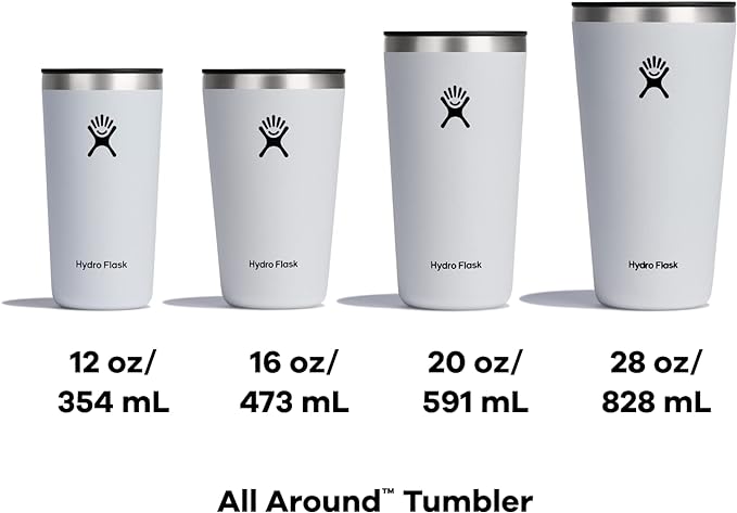 Hydro Flask All Around Stainless Steel Tumbler with Lid and Double-Wall Vacuum Insulation