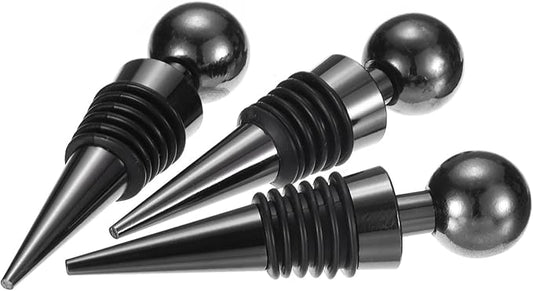 uxcell 3 Pcs Wine Bottle Corks, Vacuum Wine Bottle Stopper, Wine Stopper with Rubber Reusable Wine Corks, Suitable for Standard Bottle, Black