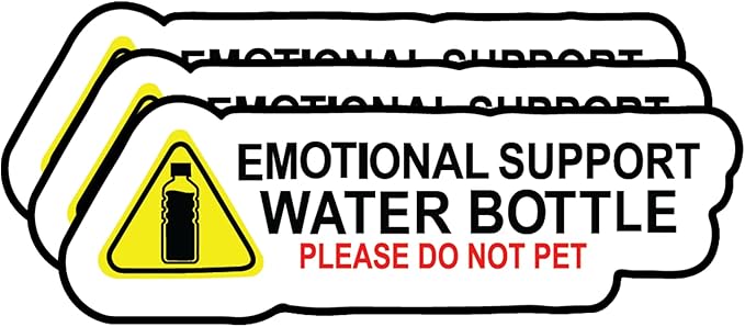 Emotional Support Water Bottle Sticker (3 Pc) - Strong Adhesive Please Do Not Pet Water Proof Stickers - No Fade, Used for Water Bottle, Tumbler, Phone Case, Mug, Laptop & Notebook