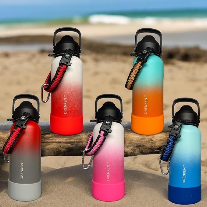 Water Bottle, Insulated water bottle, Stainless steel water bottle for kids men women Sports water bottle 32 oz Water bottle with straw Insulated Flask (Gradient Blue)