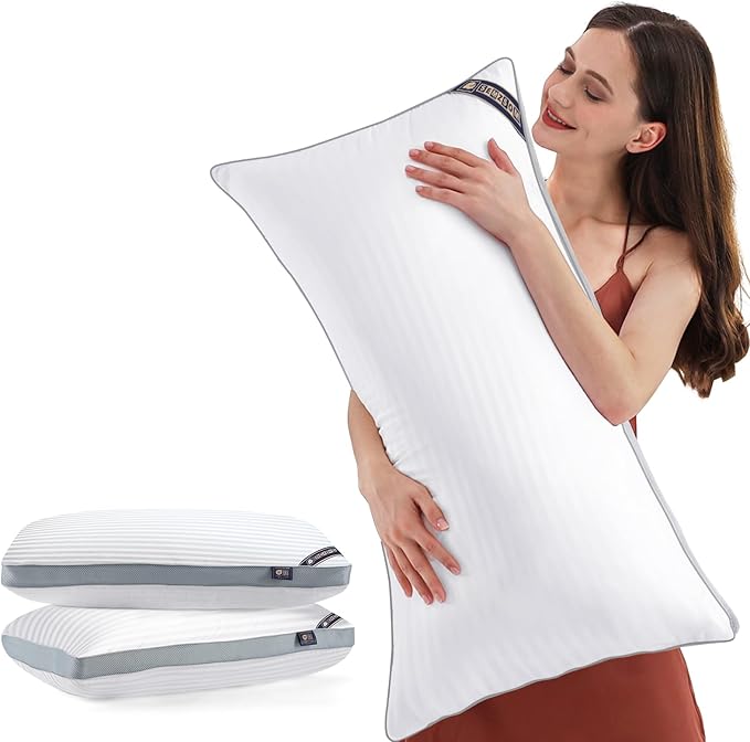 Luxury Hotel Collection Bed Pillows for Sleeping King Size Set of 2- Medium Firm Density for Back or Stomach Sleeper