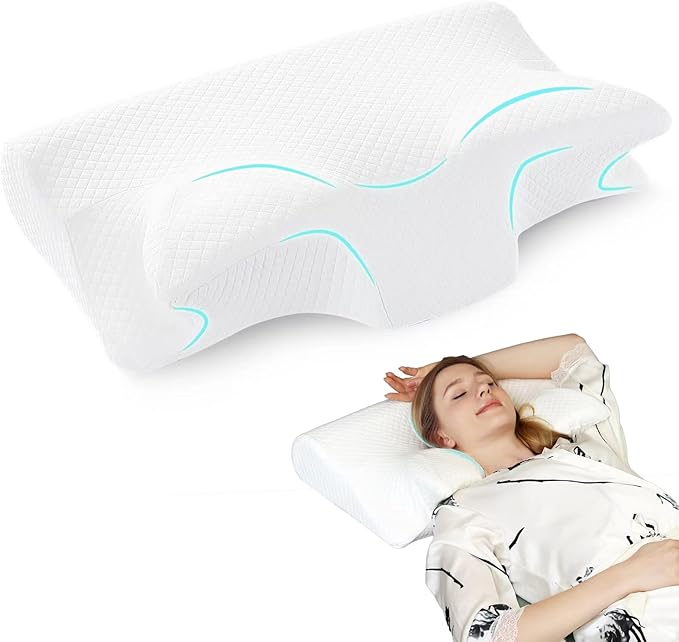 Adjustable Cervical Memory Foam Pillow,Neck Head Shoulder Pain Relief Sleeping,Ergonomic Orthopedic Neck Support Pillow for Side,Back & Stomach Sleepers with Breathable Pillowcase…