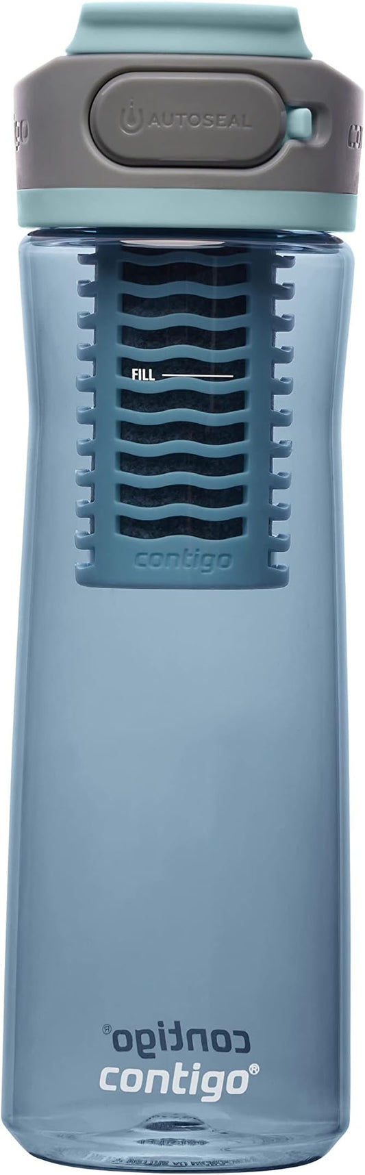 Contigo Clybourn Plastic FreeFlow Filter Water Bottle with AUTOSEAL spill-proof Lid 24oz., Dark Ice