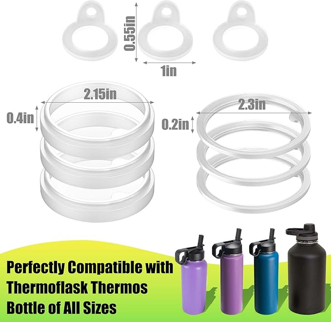 Lid Gasket Replacement for Thermoflask 24oz/32oz/40oz/64oz,Water Bottle Silicone Gaskets Each with Pick for Water Bottle Straw Lid, Chug Lid & Chug Spout
