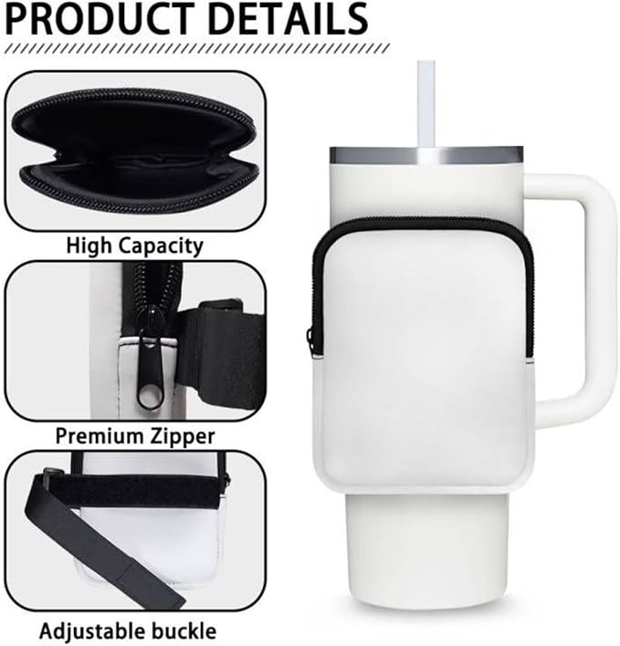 Cute Panda Water Bottle Pouch with Adjustable Strap Tumbler Cup Pouch for 40oz Stanley Accessories Tumbler IceFlow Storage Holder