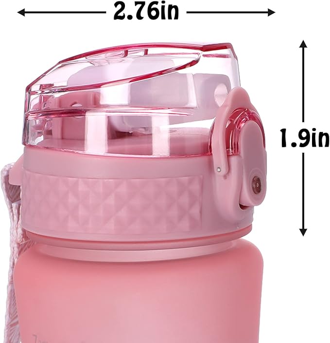 OLDLEY Replacement Straw Lid for 15 oz Water Bottle, Leakproof Spillproof Dustproof One-Click Open Cap with Carry Strap