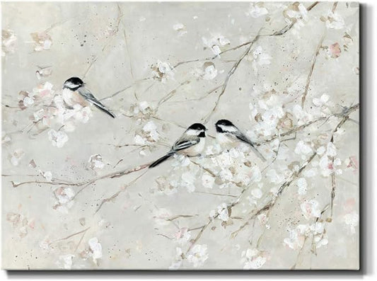Renditions Gallery Canvas Nature Wall Art Modern Decorations Paintings Elegant Little Birds Glam Romantic Abstract Botanical Artwork Prints for Bedroom Office Kitchen - 32"x48" LT33