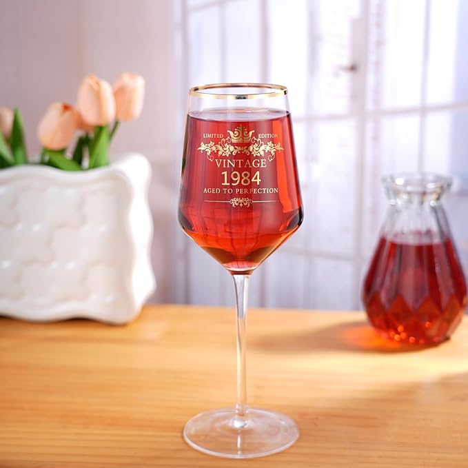 MOMRNTAIL Vintage 1984 40TH Birthday Goblet Gifts, 16OZ Goblet Wine Glass, 40 Year Old Birthday Decorations For Women men, Funny 40 Bday Gifts Idea For Friends, Sister,Dad, Mom - Turning 40 Present