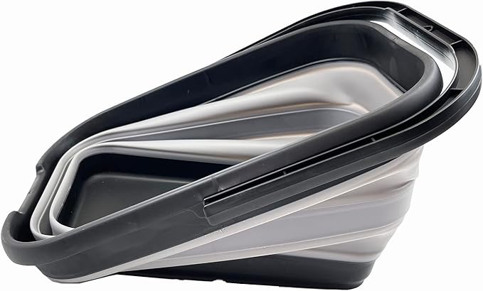 SAMMART 12L (3.1 gallon) Collapsible Rectangular Handy Basket/Bucket/Multiuse Foldable Water Pail for Camping, Fishing (Black/Alloy Grey)