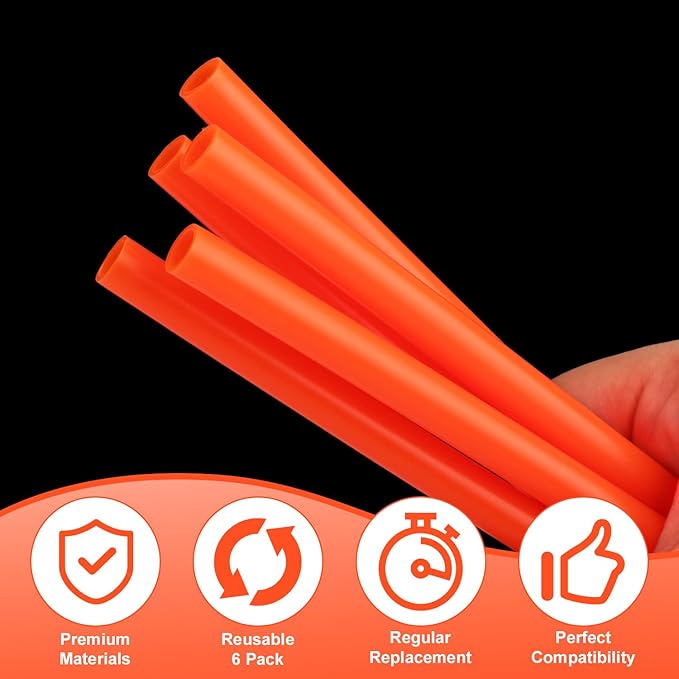 2pcs Replacement Straws with 2pcs Replacement Gasket, Reusable Straws Lid Seal Rings Bottle Straws Replacement Parts Accessories Compatible with Gatorade 12oz Kids' Rookie Metal Water Bottle(Orange)