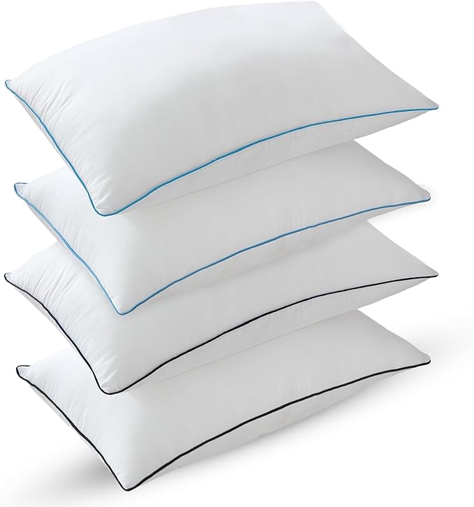 Bed Pillows for Sleeping - Pillows Standard Size Set of 4 Cooling Luxury Hotel Quality Pillow with Premium Plush Soft Down Alternative Fill for Side Back or Stomach Sleepers