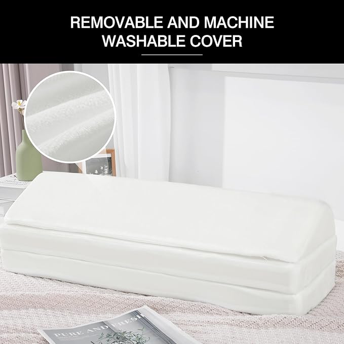 BALAPET 3-in-1 Adjustable Height Wedge Pillow, 7" Height Leg Knee Pillow for Side Sleepers & Aligns Spine, Supportive Bolster Pillow for Pregnancy Relieves Pressure Hip Leg Elevation, 26", White