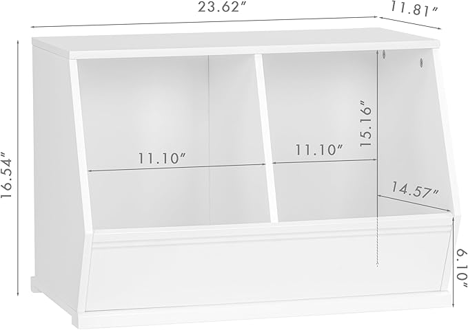 UTEX Toy Storage Organizer for Kids, Stackable Toy Storage Cabinet, Wooden Cubby Toy Organizer, White Toy Shelf for Playroom, Bedroom, Living room, Nursery, 2 Cubes