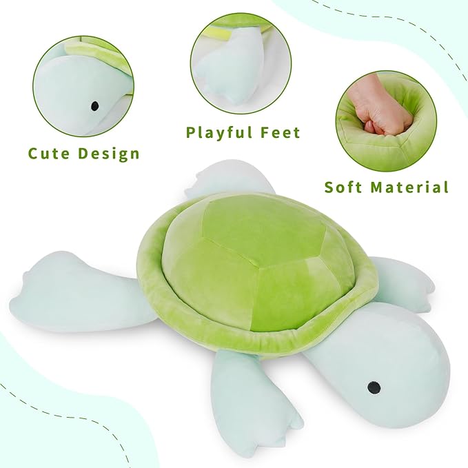 Turtle Weighted Plush, 22" 4.2 lbs Character Weighted Stuffed Animals Series, Cute Tortoise Plushie Dolls Throw Pillow Birthday Gifts for Children Kids