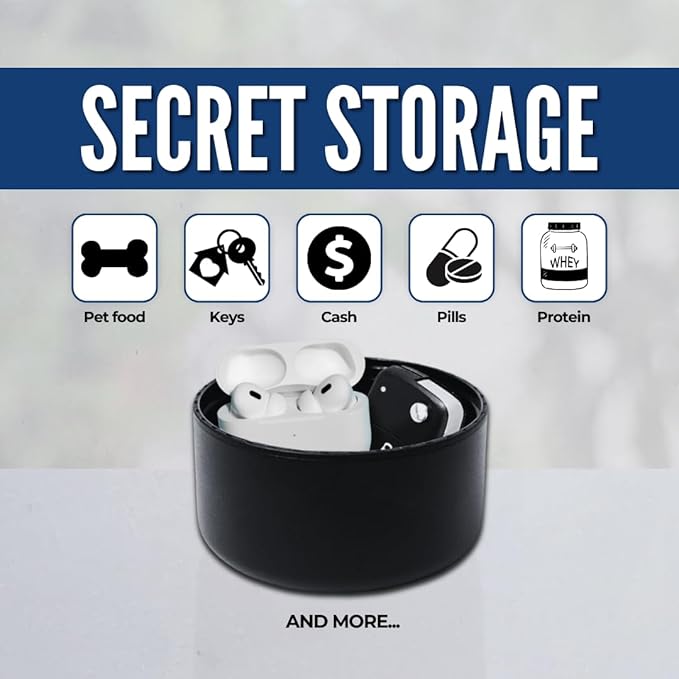 WON Stainless Steel Insulated Water Bottle with Storage Compartment for Dog Food, Snack, Pills, Keys, Cash and Valuables - 32oz Metal Vacuum Flask for Cold & Hot Drinks - Diversion Safe Water Bottle