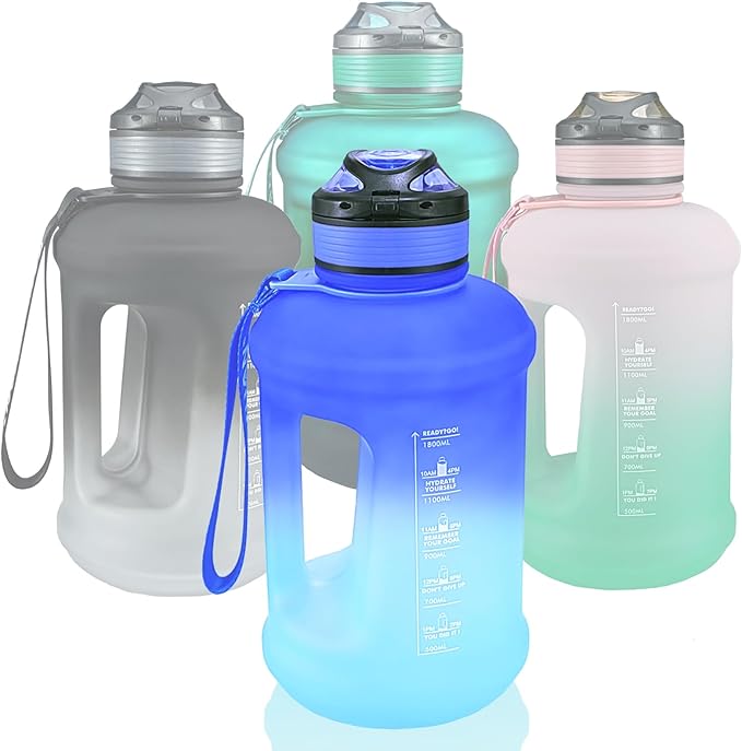 Sports Water Bottle, 63 Oz/1800mL, Leak Proof BPA Free Travel Outdoor For Men Women (Gradient_Blue)