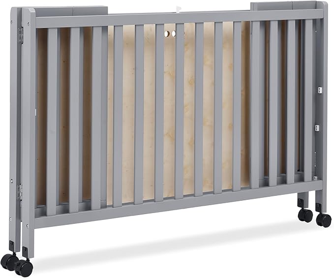 Simmons Kids Aria Full Size Portable Folding Crib - Greenguard Gold Certified, Grey