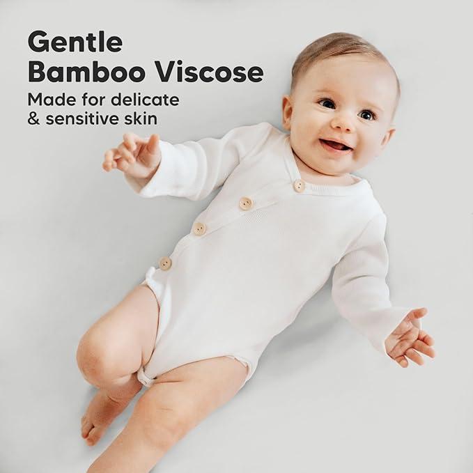 Pack and Play Sheets Fitted, 2-Pack Mini Crib Sheets - Pack N Play Sheets, Organic Fitted Crib Sheet for Pack and Play Mattress, Playard Baby Crib Sheets, Crib Sheets Neutral for Boys (French Gray)