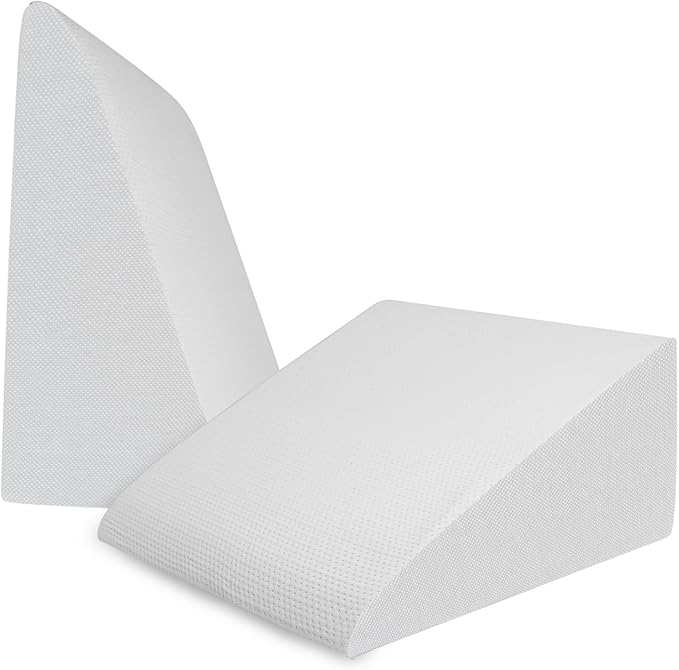 QUINEEHOM Wedge Pillow for Sleeping, 12 Inch Triangle Bed Wedge for Adults, Memory Foam Wedge with Washable Cover, Hypoallergenic 30 Degree Pillow Wedge for Acid Reflux, Knee, Snoring, Light Grey