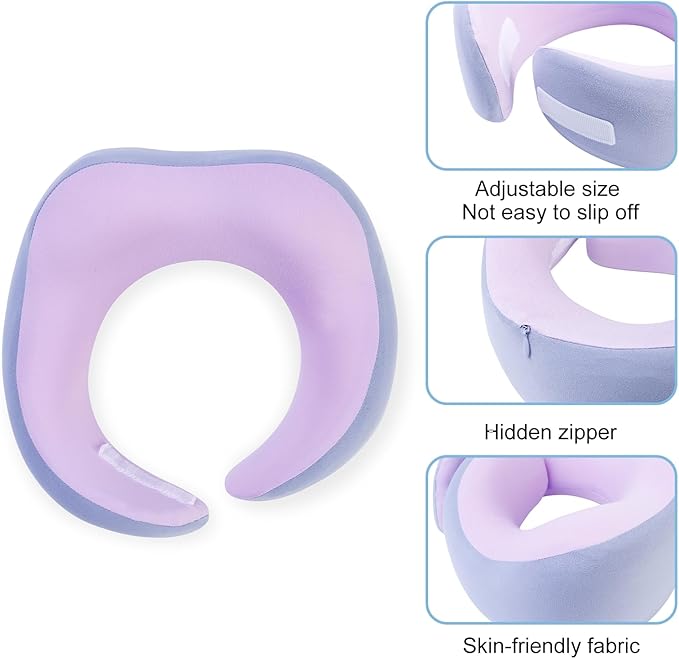 Travel Pillow, 360° Wrapped Travel Neck Pillow, 100% Pure Memory Foam Neck Pillow, Airplane Neck Pillows, Perfect Support, Soft and Breathable Pillows, Travel Accessories with Portable Bag