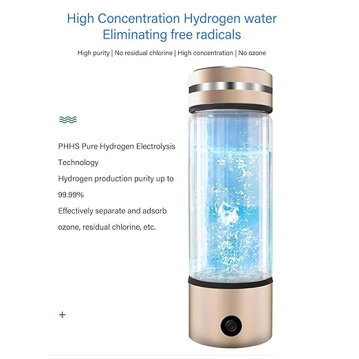 Hydrogen Water Bottle, 300ML USB Hydrogen Water Bottle Generator, 3Min Quick Electrolysis, Portable Water Ionizer Machine, for Travel Exercise Daily Drink