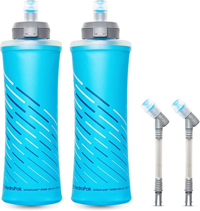 HydraPak UltraFlask (500ml/600ml) - Collapsible Soft Flask Water Bottle for Hydration Vests and Running Packs with Easy Open Cap
