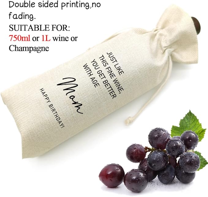 Just Like This Fine Wine Bag,Mom Birthday Wine Bag,Funny Cute Wine Bag Gift for Mom, Linen Drawstring Wine Bags(5SW119)
