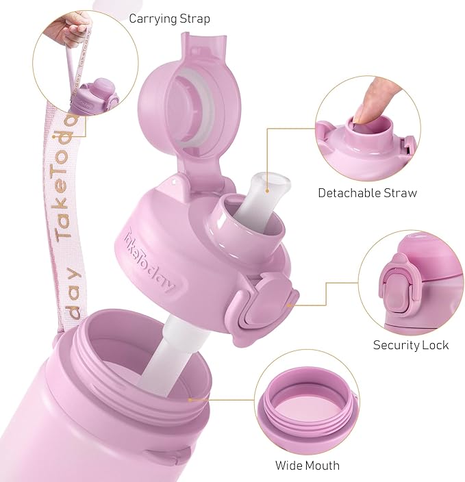 Collapsible Water Bottles 20oz, Leak Proof, BPA-Free, Foldable Silicone Travel Water Bottle with Straw Strap for Cycling, Hiking, Outdoors