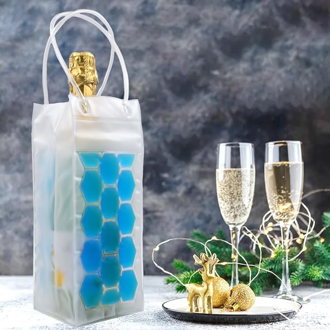Wine Cooler Bag, Ice Bag for Wine Beer Bottle (2 Pack) Instant Cooling and Keeps Your Drink Cold Keep Cool and Chill Champagne Wine (Blue (2 Pack))