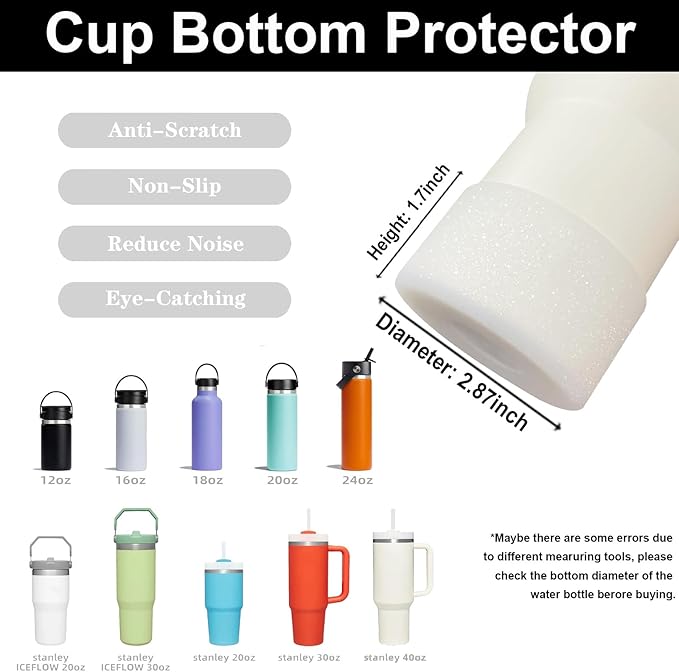 Stanley Cup Accessories Set Including 2 Pcs Silicone Spill Proof Stopper 2 Pcs Beadable Charms 2 Pcs Straw Cover Cap 1 Glitter Silicone Boot Protector for Stanley Cup 40oz & 30oz Tumbler