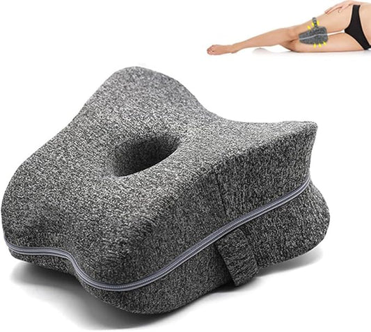 Knee & Leg Pillows | Memory Foam Support Pillow | Leg Pillows for Sleeping,Leg Pain, Knees Pain, Joints Pain & Pregnancy Bed Leg Cushion for Side Sleepers (Gray), PGZ-0426