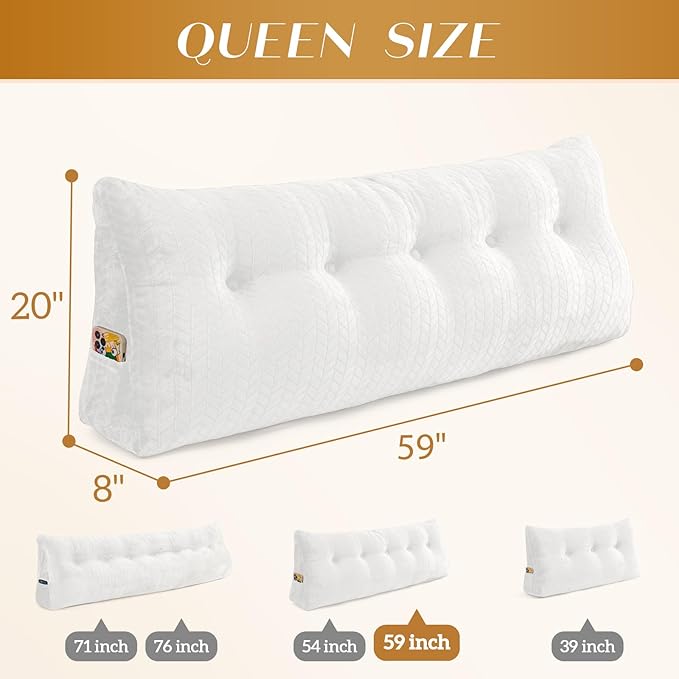 Triangular Wedge Headboard Pillow Large Bolster Bed Rest Reading Pillow Backrest Positioning Support Bolster Cushion with Removable Cover