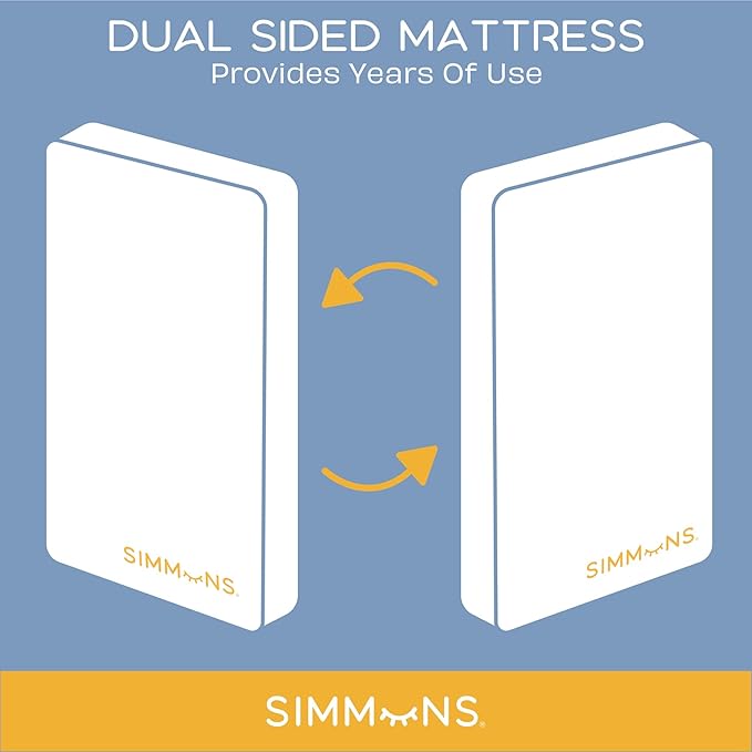 Simmons Kids Carter 6-in-1 Convertible Crib - Greenguard Gold Certified, Grey + Quiet Nights Breathable Baby Bed Crib Mattress and Toddler Mattress (Bundle)