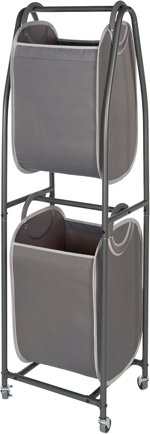 Neatfreak - 2 Tier Laundry Sorter - Laundry Hamper With Wheels & 2 x Laundry Basket Tote Bags For Dirty Clothes, Towels, Blankets, Bathroom Storage & Laundry Room Organization