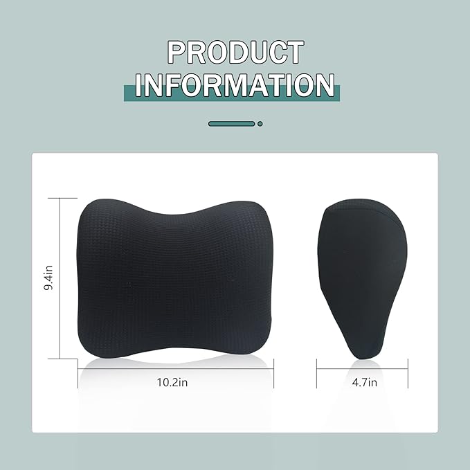 Super Fit Car Headrest Pillow, Car Pillow for Driving with Adjustable Strap, 100% Memory Foam Neck Pillow, Breathable Removable Cover & Ergonomic Design - Softness Travel Car Neck Pillow(Black, 1Pc)