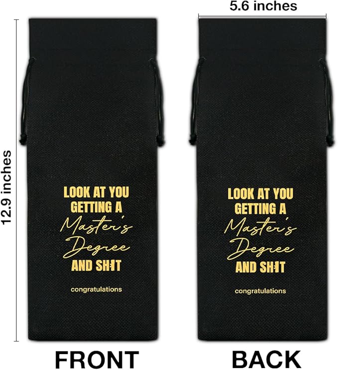 Graduation Wine Bag Funny Masters Degree Wine Gift Bag Graduation Gifts for Masters Graduates University College Grad