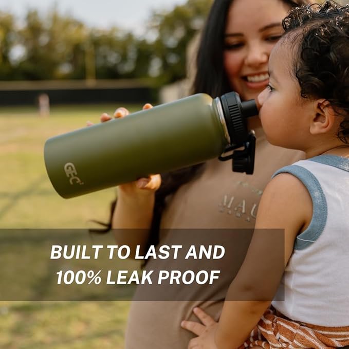 40oz Stainless Steel Water Bottles Leak Proof Vacuum Insulated Water Bottle Thermos Flask Sport Water Bottle (Army Green)