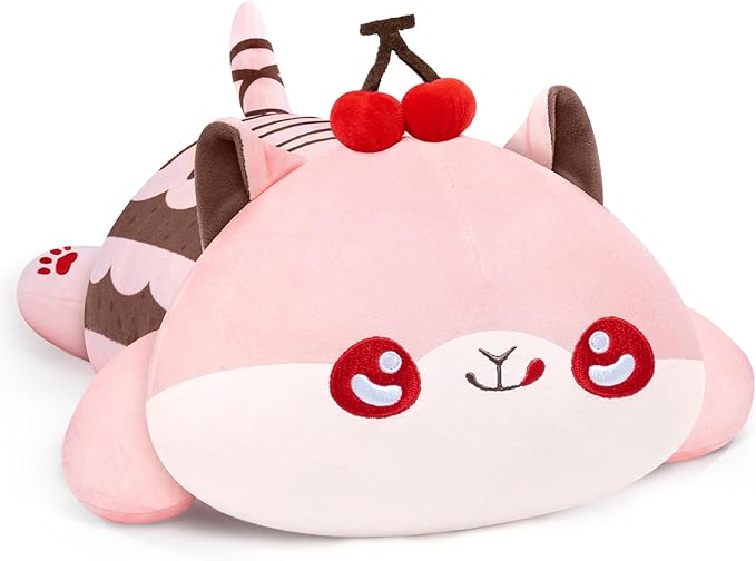 Cute Cat Plush Pillow, Kawaii Plushies Sweet Cat Stuffed Toys, Squishy Plushies, Cuddle Plush Pillow for Boys & Girls