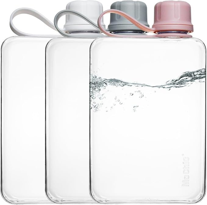 MoChic Flat Water Bottle Portable Slim Water Bottle Design BPA Free Wallet Water Bottle Can be Put into Small Pockets, Makeup Bags and Handbags, Suitable for Travel, Work and Outdoor Sports 17oz(pink)