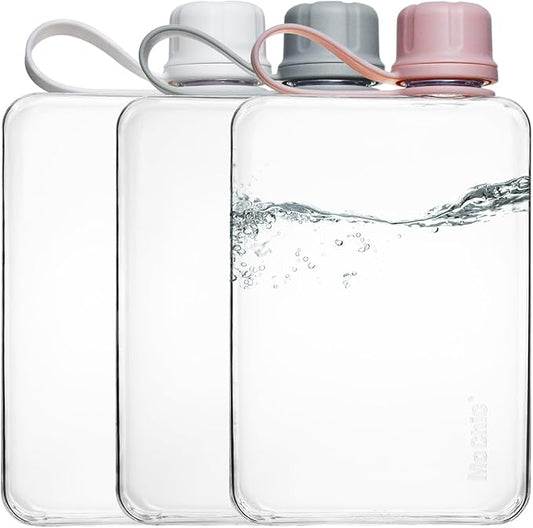 MoChic Flat Water Bottle Portable Slim Water Bottle Design BPA Free Wallet Water Bottle Can be Put into Small Pockets, Makeup Bags and Handbags, Suitable for Travel, Work and Outdoor Sports 17oz(pink)