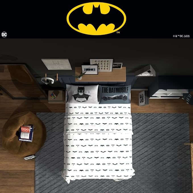 Franco Collectibles Batman Bedding Super Soft Microfiber Queen Sheet Set, College Dorm Essentials, (Officially Licensed Product)