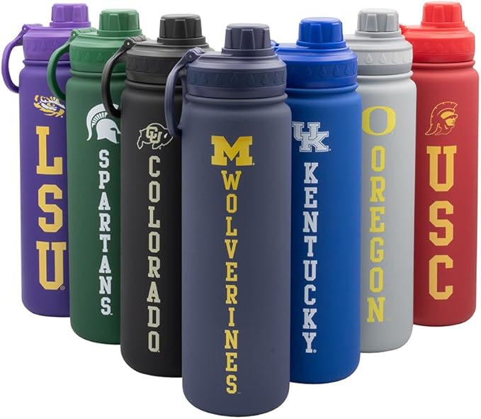 Michigan Wolverines Water Bottle - Navy Double Walled Stainless Steel 24 oz Keeps Drinks Cold or Hot