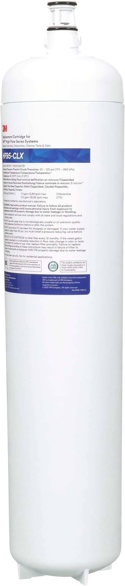 3M High Flow Series Filter Cartridge HF95-CLX, 5637311, 5 um NOM