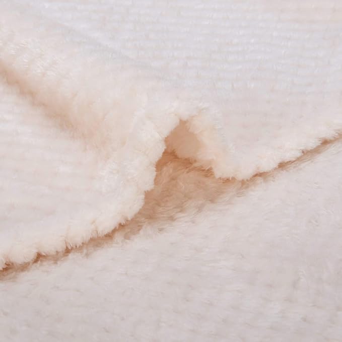 Fuzzy Throw Blanket, Plush Fleece Blankets for Adults, Toddler, Boys and Girls, Warm Soft Blankets and Throws for Bed, Couch, Sofa, Travel and Outdoor, Camping (40Wx60L, M-Cream)