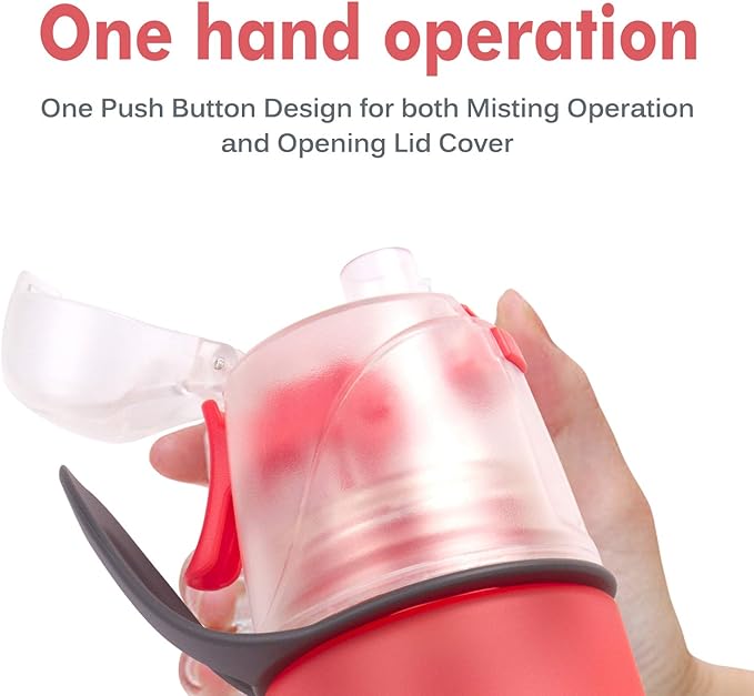 Misting Water Bottle, Spray Mist Sports Bottle for Outdoor Sport Hydration and Cooling Down, BPA-Free Misting Water Bottle with Unique Mist Lock Design (Pink-16oz)