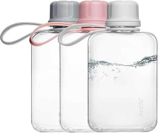 MoChic Flat Water Bottle Portable Slim Water Bottle Design BPA Free Wallet Water Bottle Can be Put into Small Pockets, Makeup Bags and Handbags, Suitable for Travel,Work and Outdoor Sports 17oz（white）