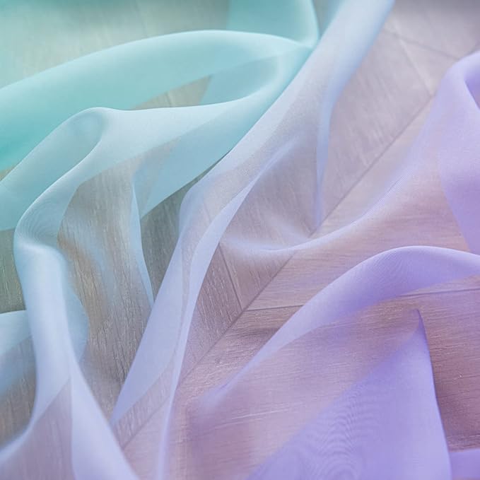 Windows Gradient Sheer Curtains 84 Inches Length 2 Panels Voile Light Filtering Sheer Curtains Panel Basic Rod Pocket for Bedroom Living Room Children Room Kitchen Yard
