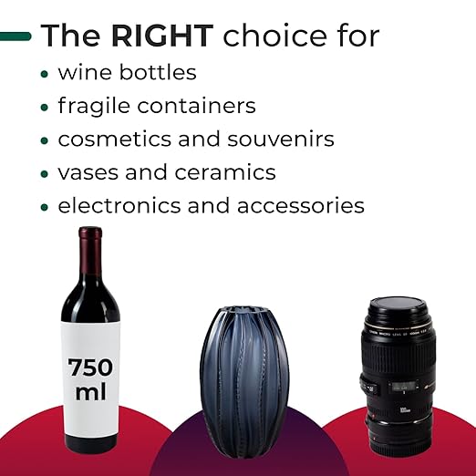 IDL Packaging Inflated Wine Bags for Travel, Pack of 3 - Reusable Air Column Bags for up to 750 ml Bottles - Wine Bottle Protector for Packing, Travel and Shipping - Glass Cushioning